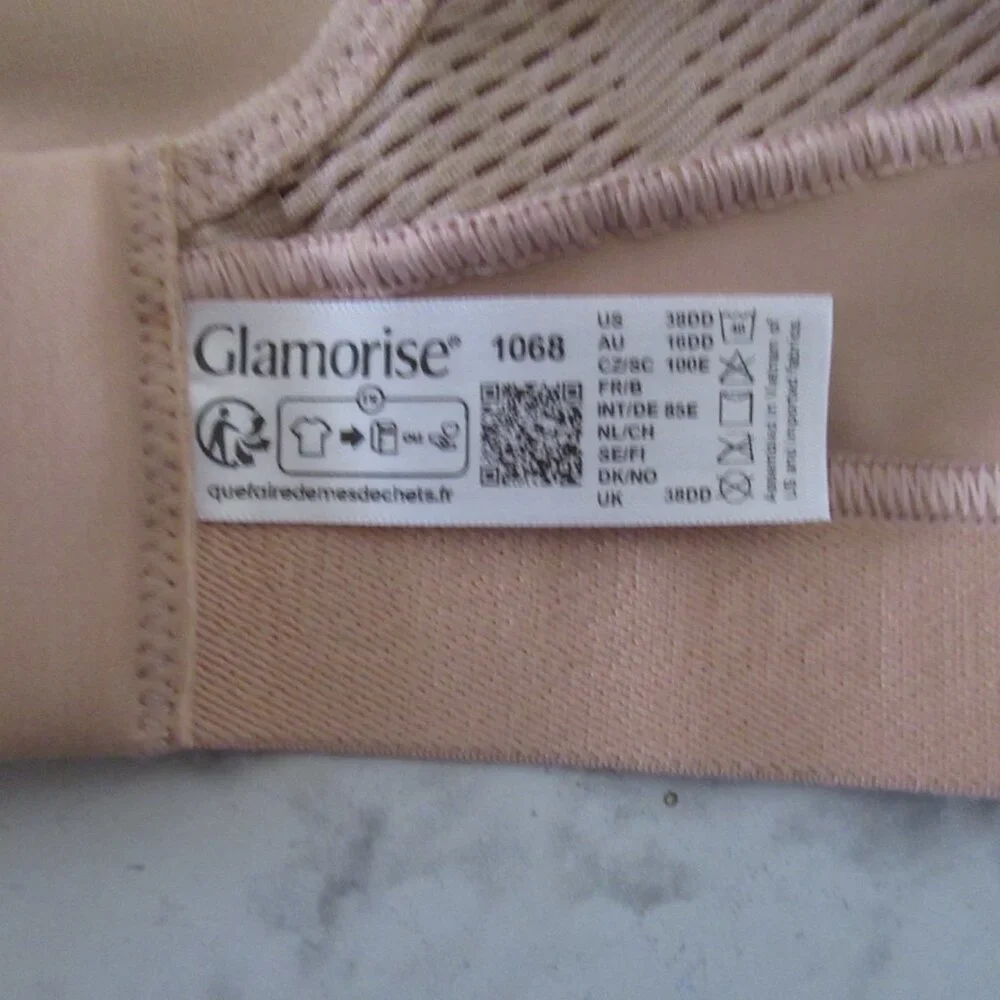 Glamorise Sport Bra 38DD Beige Tan Full Figure Mesh Sports Running Wireless 1068